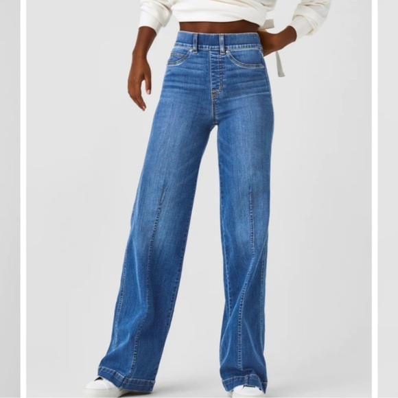 Spanx Wide Leg Front Seam Pull On Jeans Size XL - Picture 8 of 8